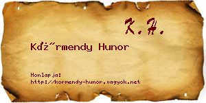 Körmendy Hunor névjegykártya